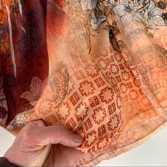 MUSHKA by Sienna, Inc Long Sleeved Sheer Tunic Top with Ruched Waist size Small - Picture 3 of 11